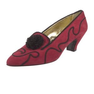 New vintage escada red black velvet heel pump 8 AA